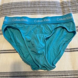 Calvin Klein Men's Teal Briefs with Branded Waistband